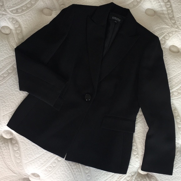 🖤 Kasper Black Pinstripe Suit Blazer Jacket - Picture 7 of 8